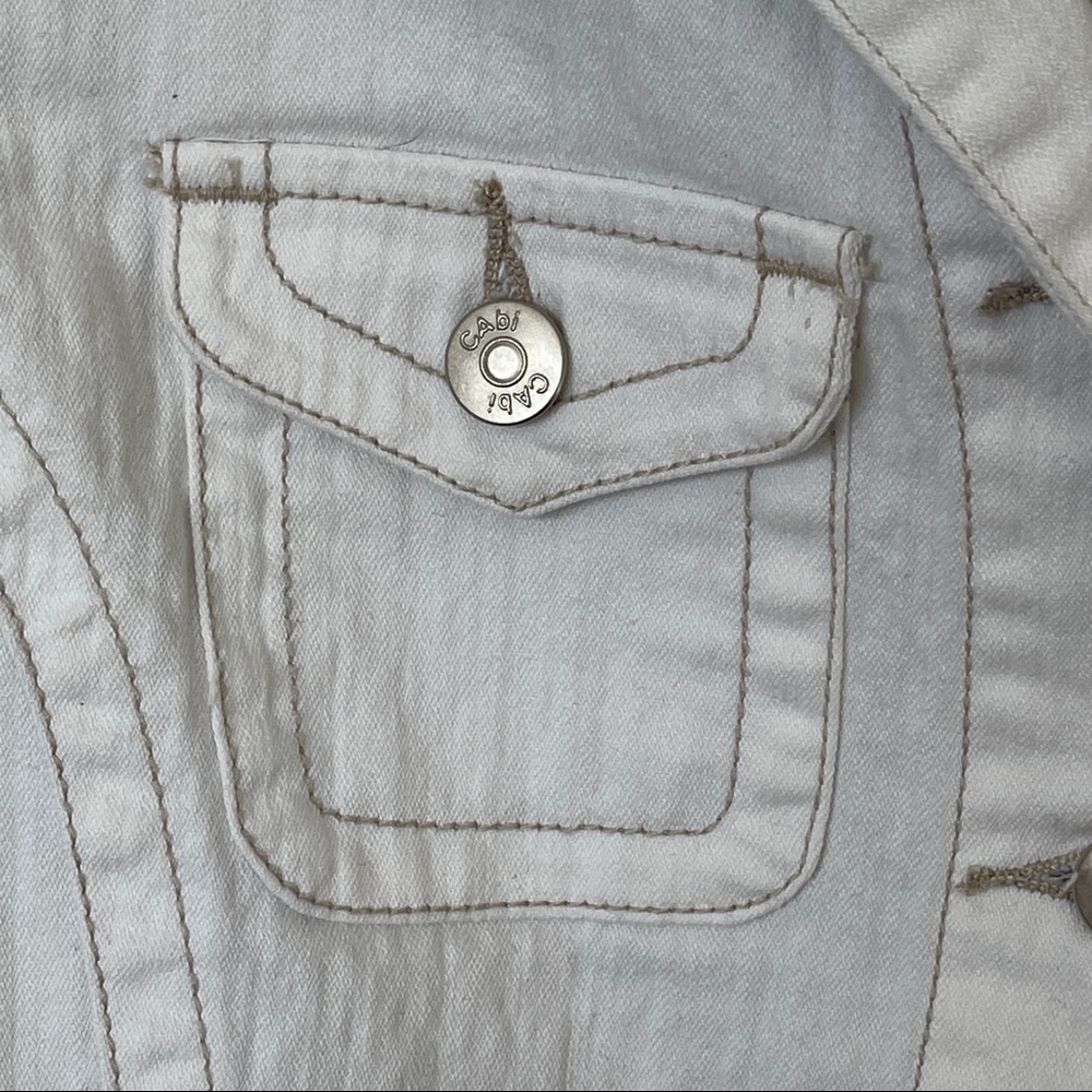 CAbi #249 Military Style Off White Safari Field Jean Jacket Women's S/M - Picture 5 of 7